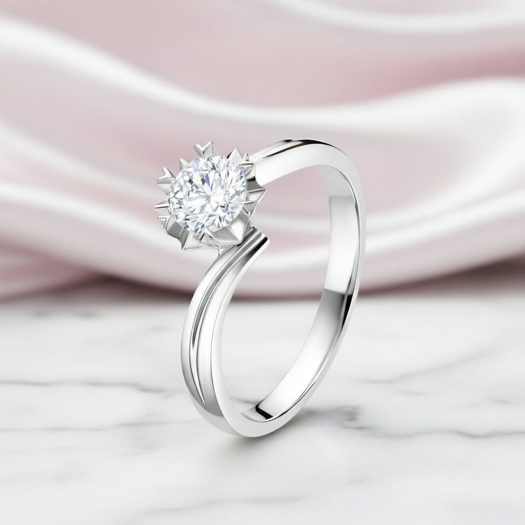 Exquisite Six-Petal Snowflake Diamond Option Ring-Black Diamonds New York
