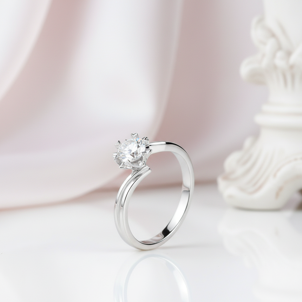 Exquisite Six-Petal Snowflake Diamond Option Ring-Black Diamonds New York
