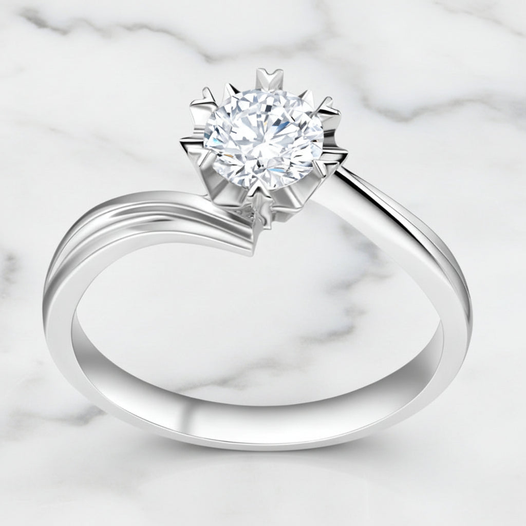 Exquisite Six-Petal Snowflake Diamond Option Ring-Black Diamonds New York