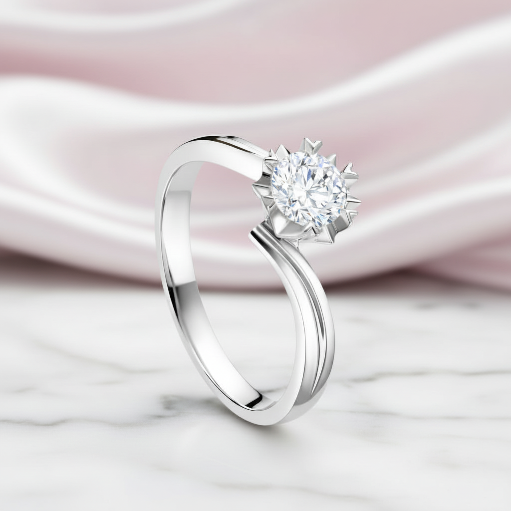 Exquisite Six-Petal Snowflake Diamond Option Ring-Black Diamonds New York
