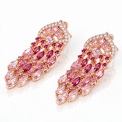 Created Pink Sapphire Ruby Ombre Raindrops Earrings-Black Diamonds New York