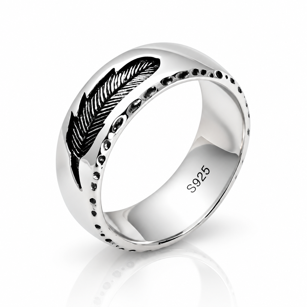 Creative Feather Men's Wedding Band-Black Diamonds New York