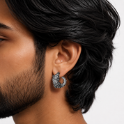 Crocodile Hinged Hoop Earrings-Black Diamonds New York