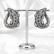 Crocodile Hinged Hoop Earrings-Black Diamonds New York