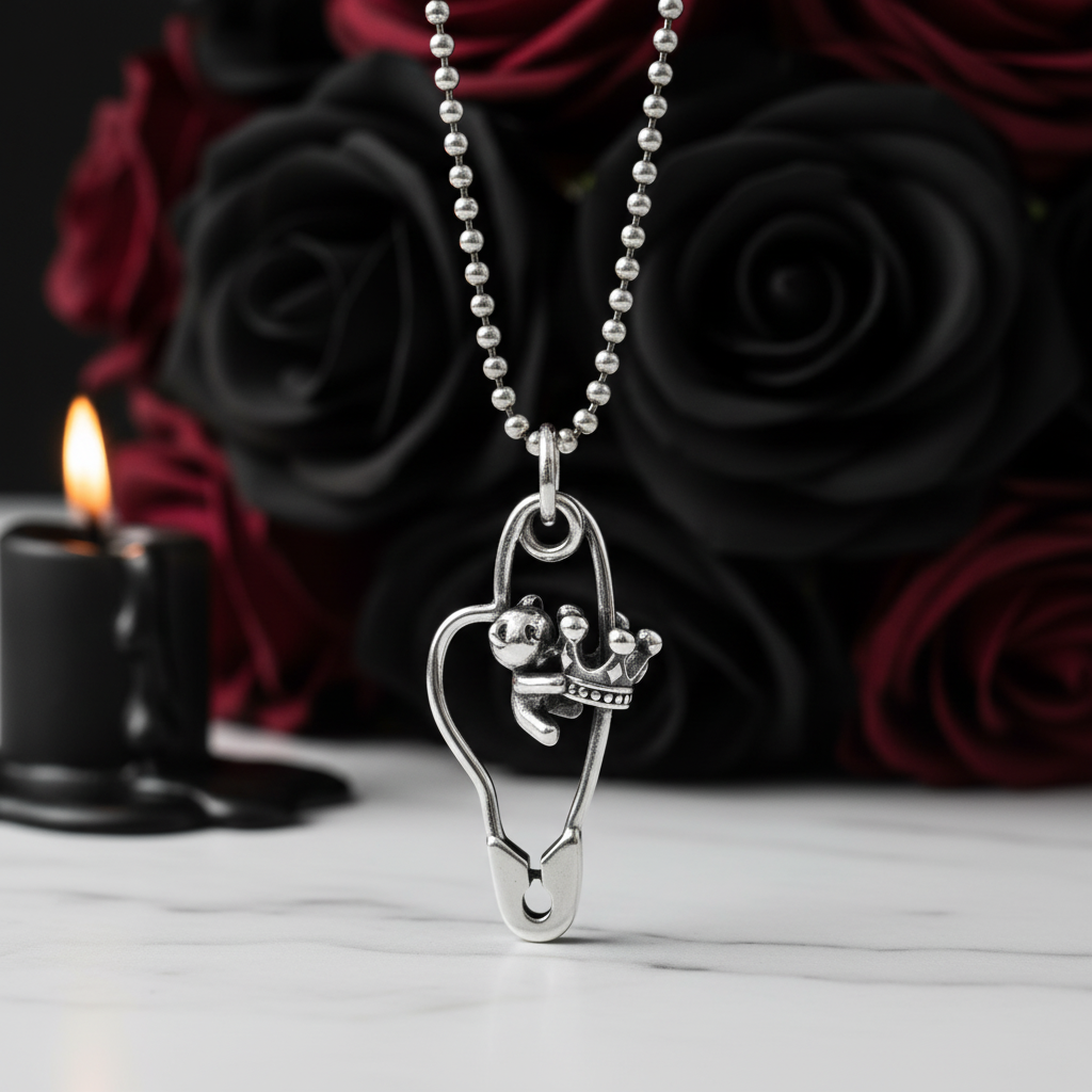 Crown Bear Pin Pendant-Black Diamonds New York