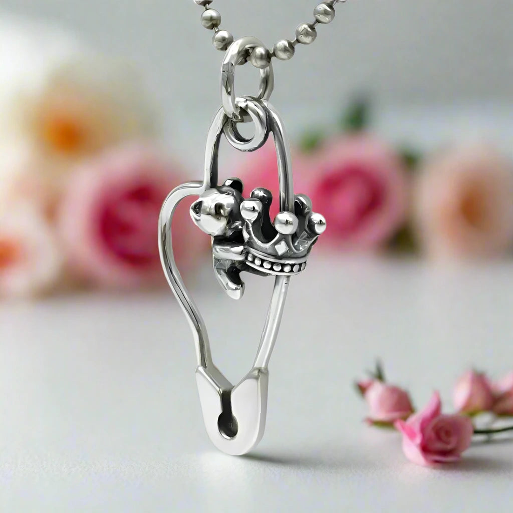 Crown Bear Pin Pendant-Black Diamonds New York