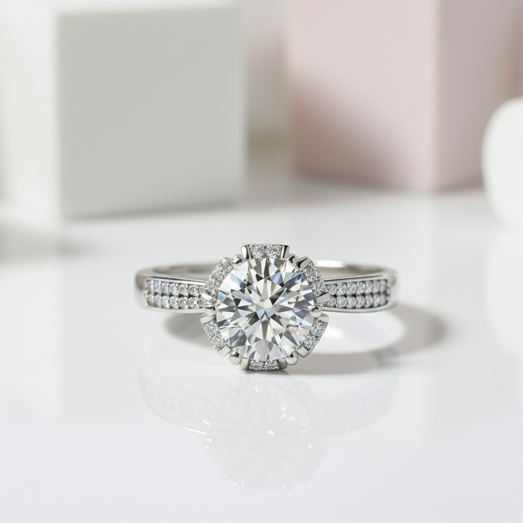 Crown Diamond 1Ct VVS1 Engagement Ring-Black Diamonds New York