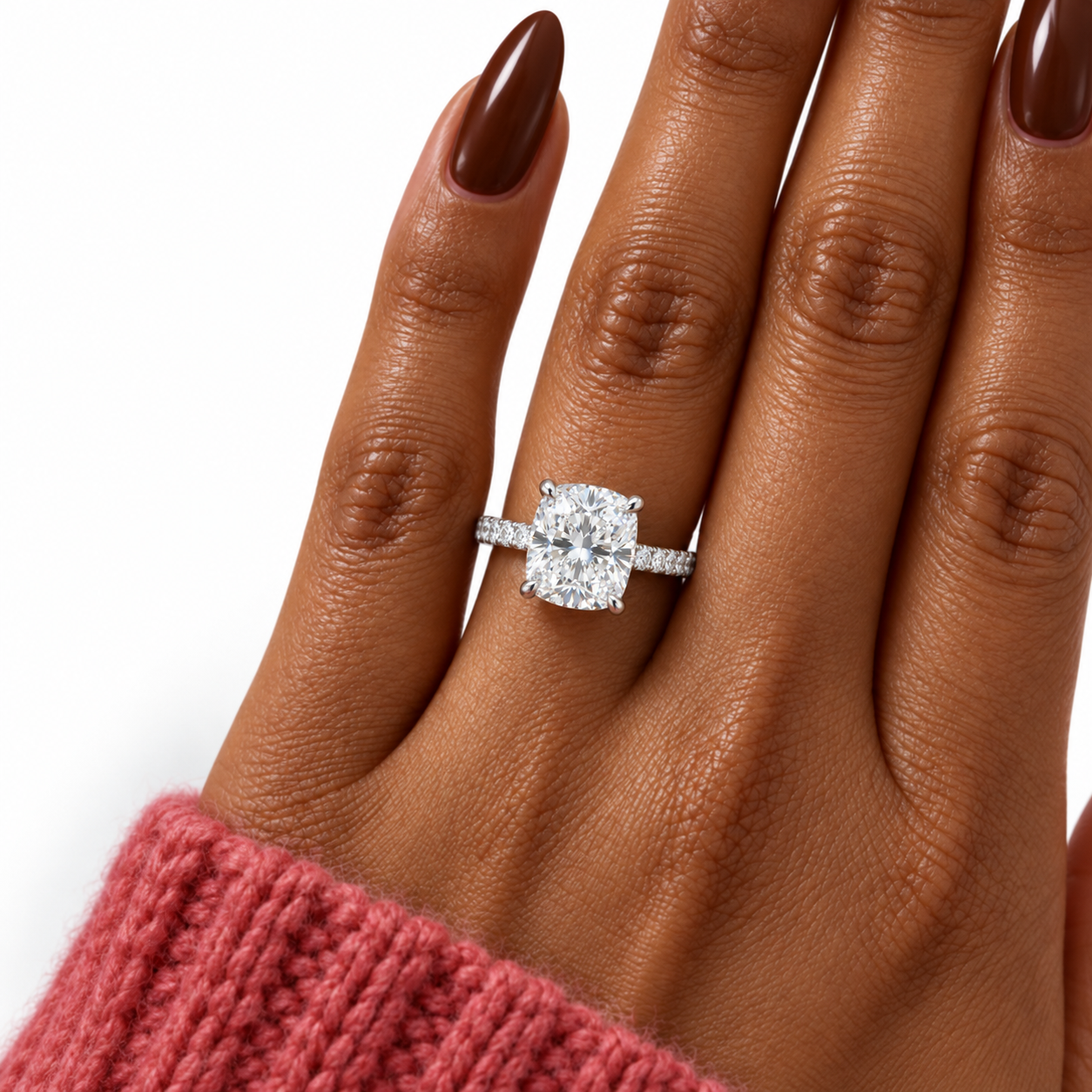 3.0ct Cushion Cut Diamond Option Engagement Ring-Black Diamonds New York