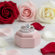 Cushion Cut Engagement Ring & Emerald Cut Wedding Ring Set-Black Diamonds New York