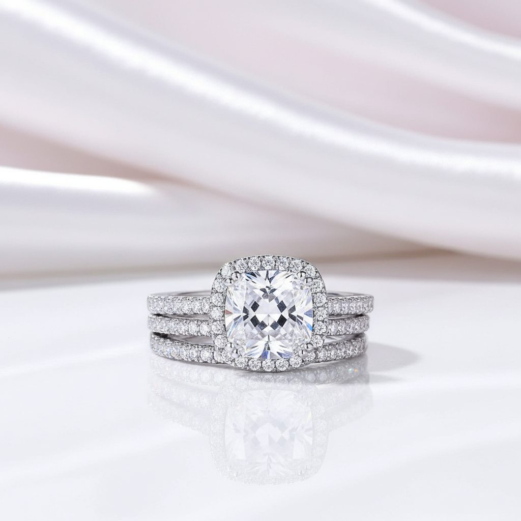 Cushion Cut Halo Diamond Option Engagement Ring-Black Diamonds New York
