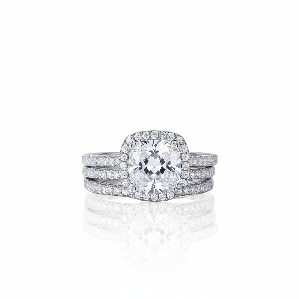 Cushion Cut Halo Diamond Option Engagement Ring-Black Diamonds New York