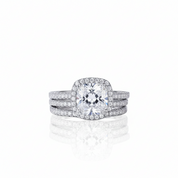 Cushion Cut Halo Diamond Option Engagement Ring-Black Diamonds New York