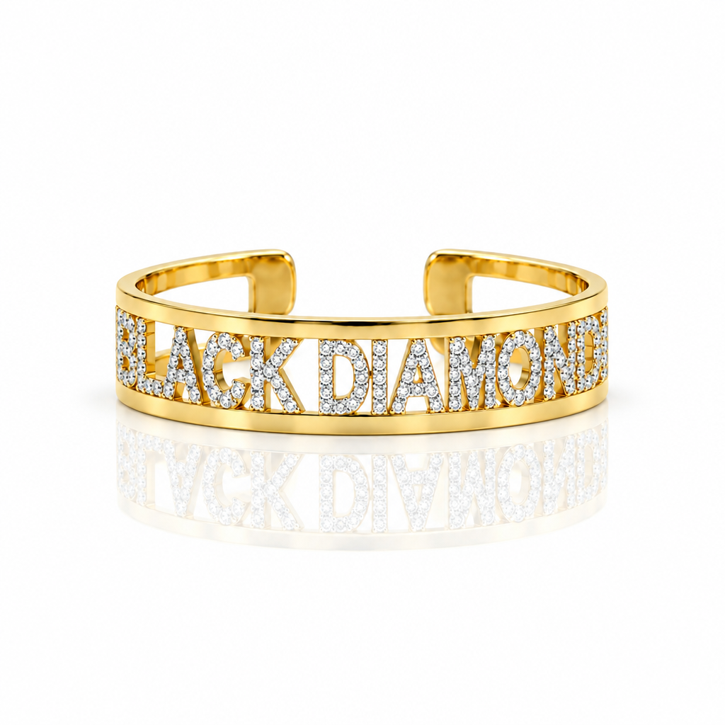 Custom Name Diamond Option Bracelet-Black Diamonds New York