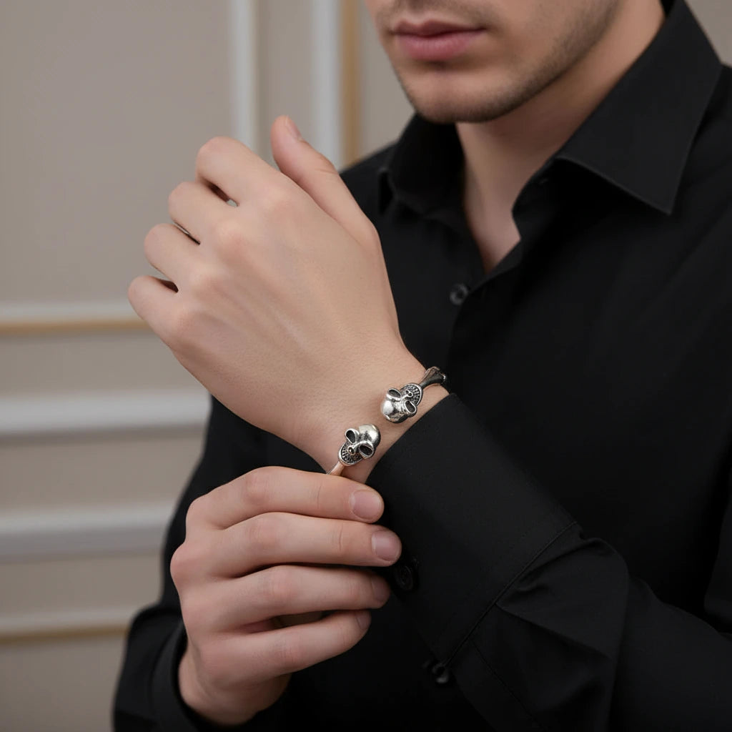 Dark Skull Punk Bracelet-Black Diamonds New York