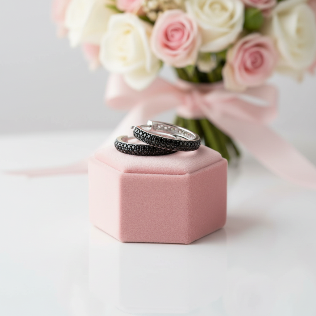 Delicate Black Spinel Hoop Earrings-Black Diamonds New York