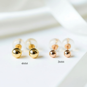 18k Yellow Gold Ball Design Stud Earrings-Black Diamonds New York