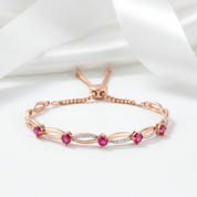 Diamond Option & Ruby Adjustable Bolo Bracelet-Black Diamonds New York