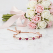 Diamond Option & Ruby Adjustable Bolo Bracelet-Black Diamonds New York