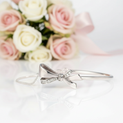 Diamond Delicate and Classic Bow Element Bracelet-Black Diamonds New York