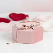 Diamond Delicate and Classic Bow Element Bracelet-Black Diamonds New York