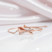 Diamond Delicate and Classic Bow Element Bracelet-Black Diamonds New York