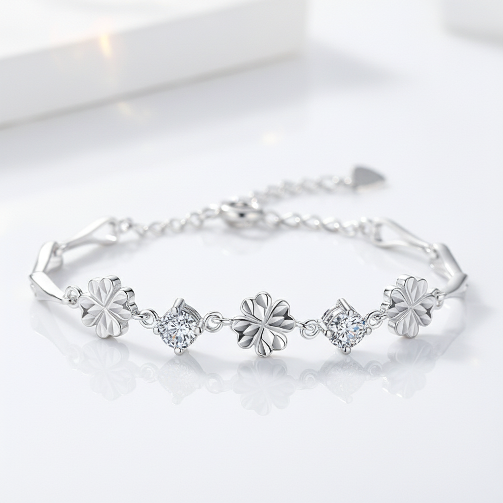 Diamond Option Four-leaf Clover Romantic Bracelet-Black Diamonds New York
