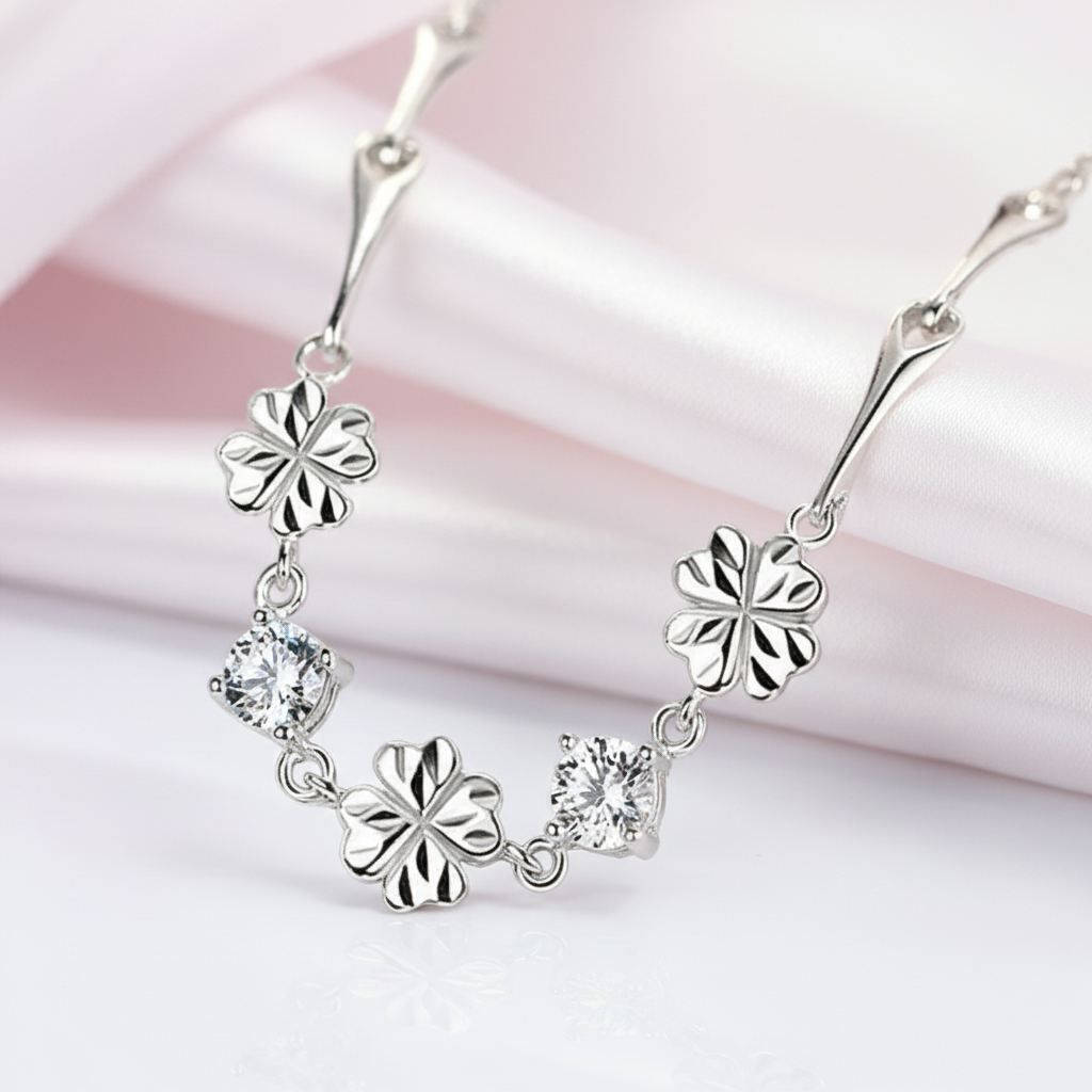 Diamond Option Four-leaf Clover Romantic Bracelet-Black Diamonds New York
