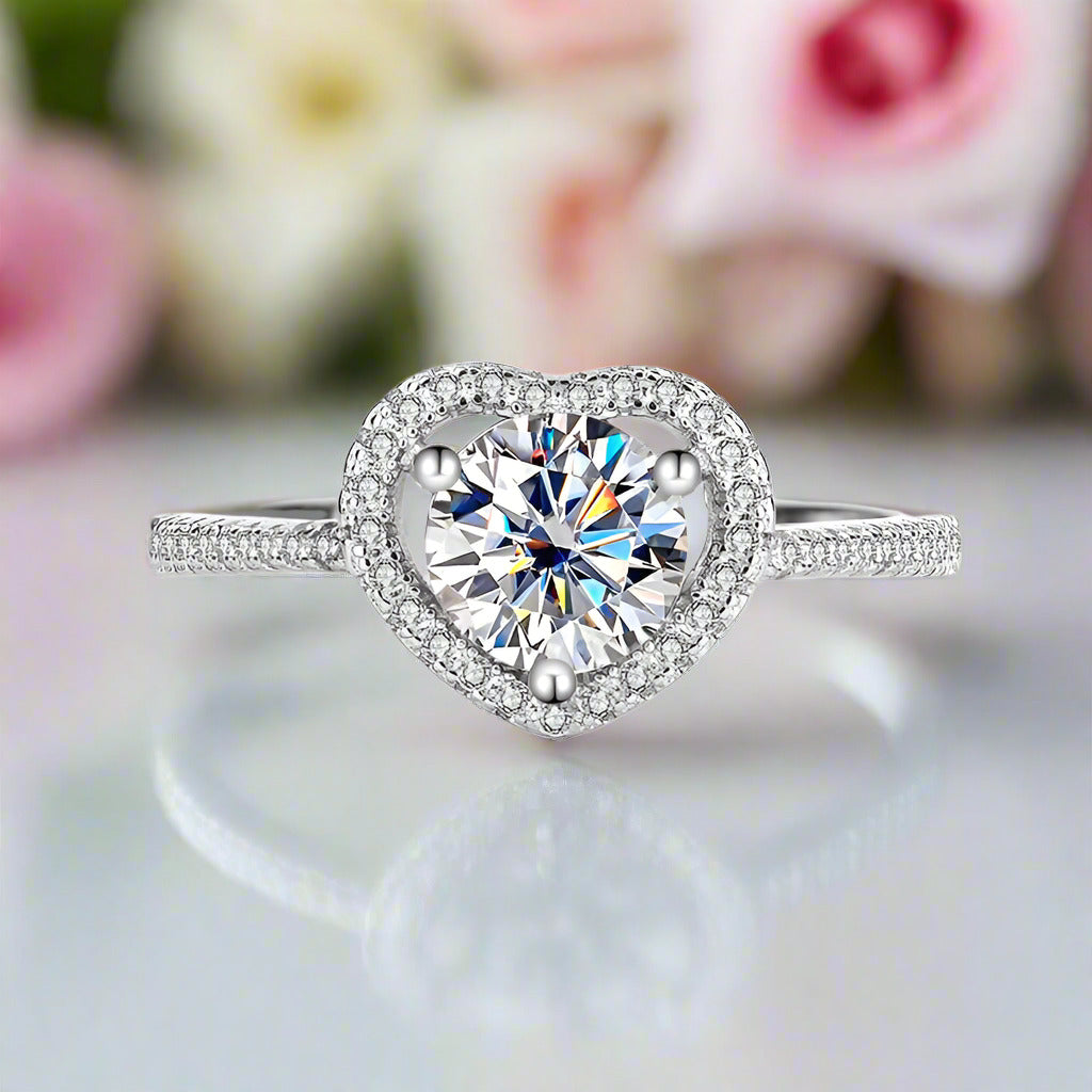 Diamond Heart Engagement Ring Set-Black Diamonds New York