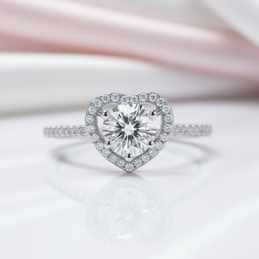 Diamond Option Heart Engagement Ring Set-Black Diamonds New York