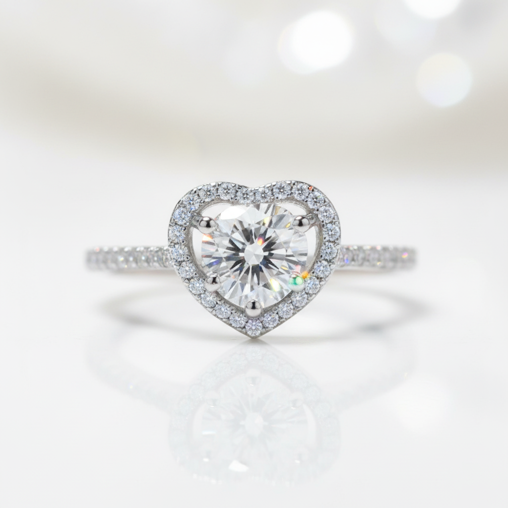 Diamond Option Heart Engagement Ring Set-Black Diamonds New York