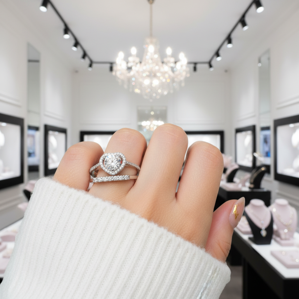 Diamond Option Heart Engagement Ring Set-Black Diamonds New York