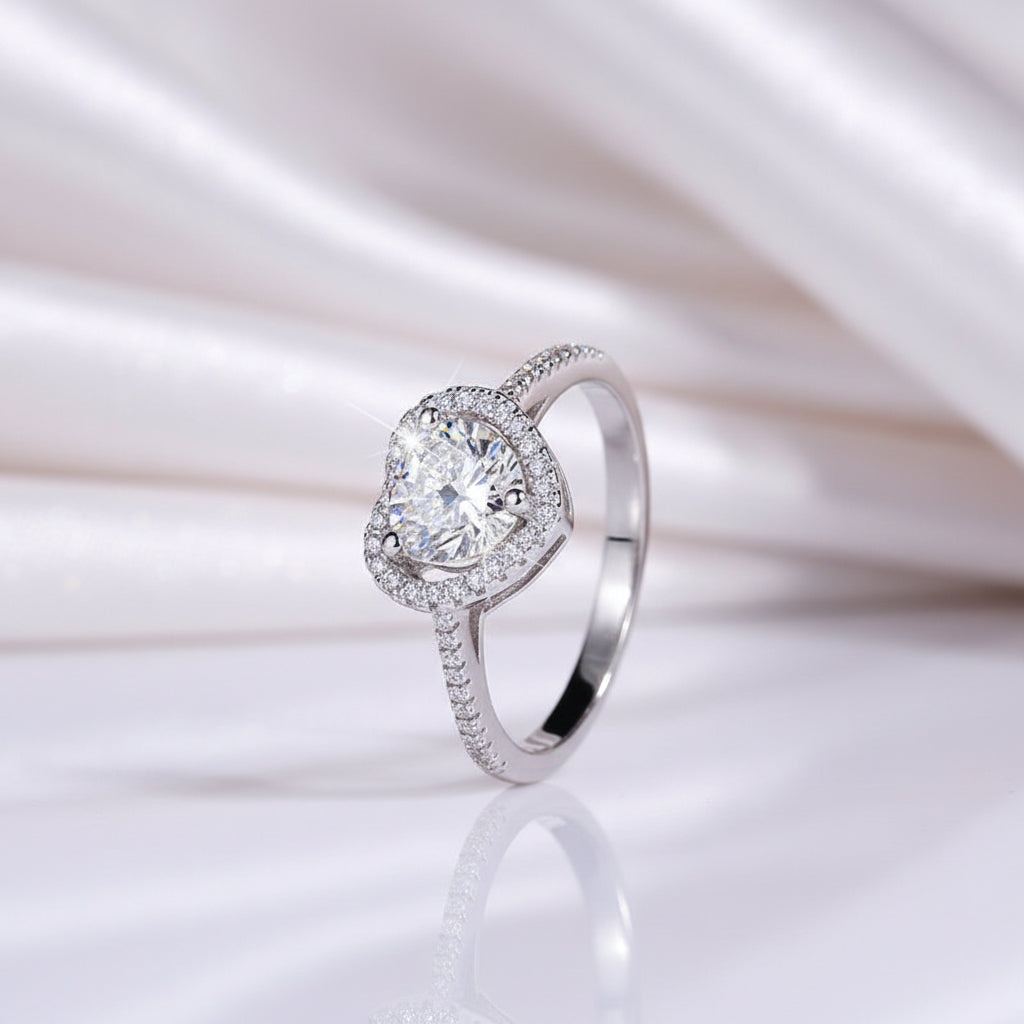 Diamond Option Heart Engagement Ring Set-Black Diamonds New York