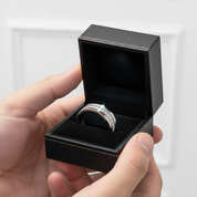 Beveled Edges Diamond Inlay Black Tungsten Men's Wedding Band-Black Diamonds New York