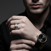 Beveled Edges Diamond Inlay Black Tungsten Men's Wedding Band-Black Diamonds New York