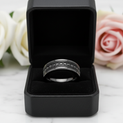 Beveled Edges Diamond Inlay Black Tungsten Men's Wedding Band-Black Diamonds New York