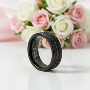 Beveled Edges Diamond Inlay Black Tungsten Men's Wedding Band-Black Diamonds New York