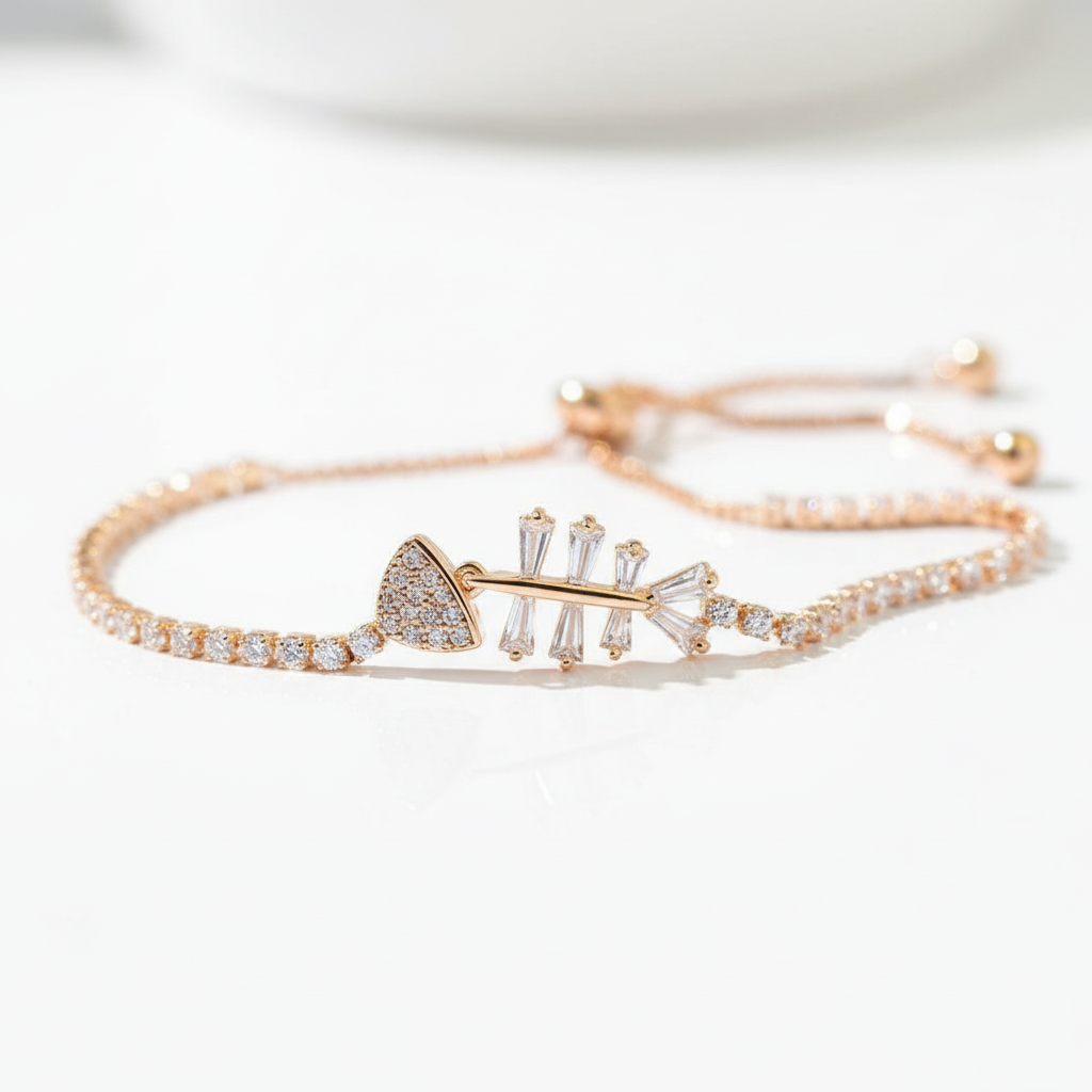 Diamond Option Lovely Fishbone Shape Bracelet-Black Diamonds New York