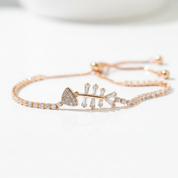 Diamond Option Lovely Fishbone Shape Bracelet-Black Diamonds New York