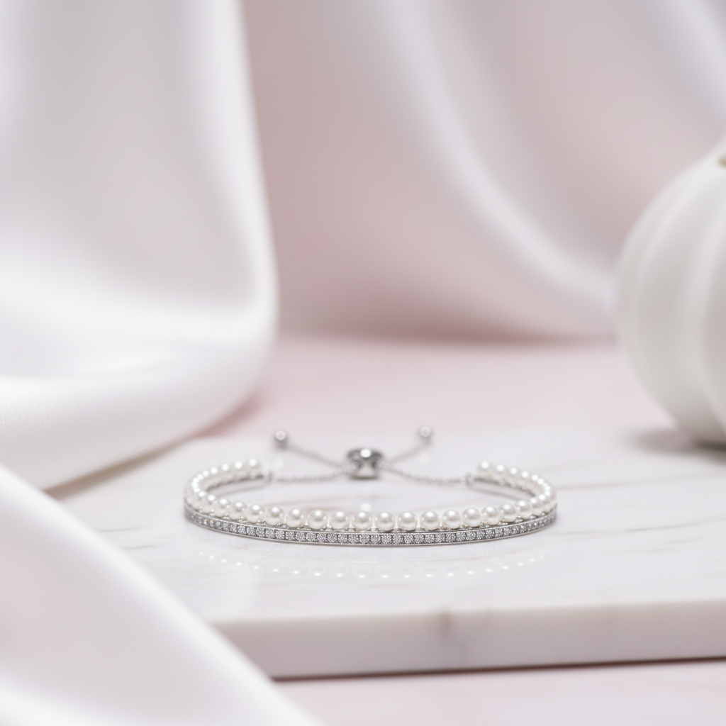 Diamond Option Luxury Elegant Pearl Bracelet-Black Diamonds New York