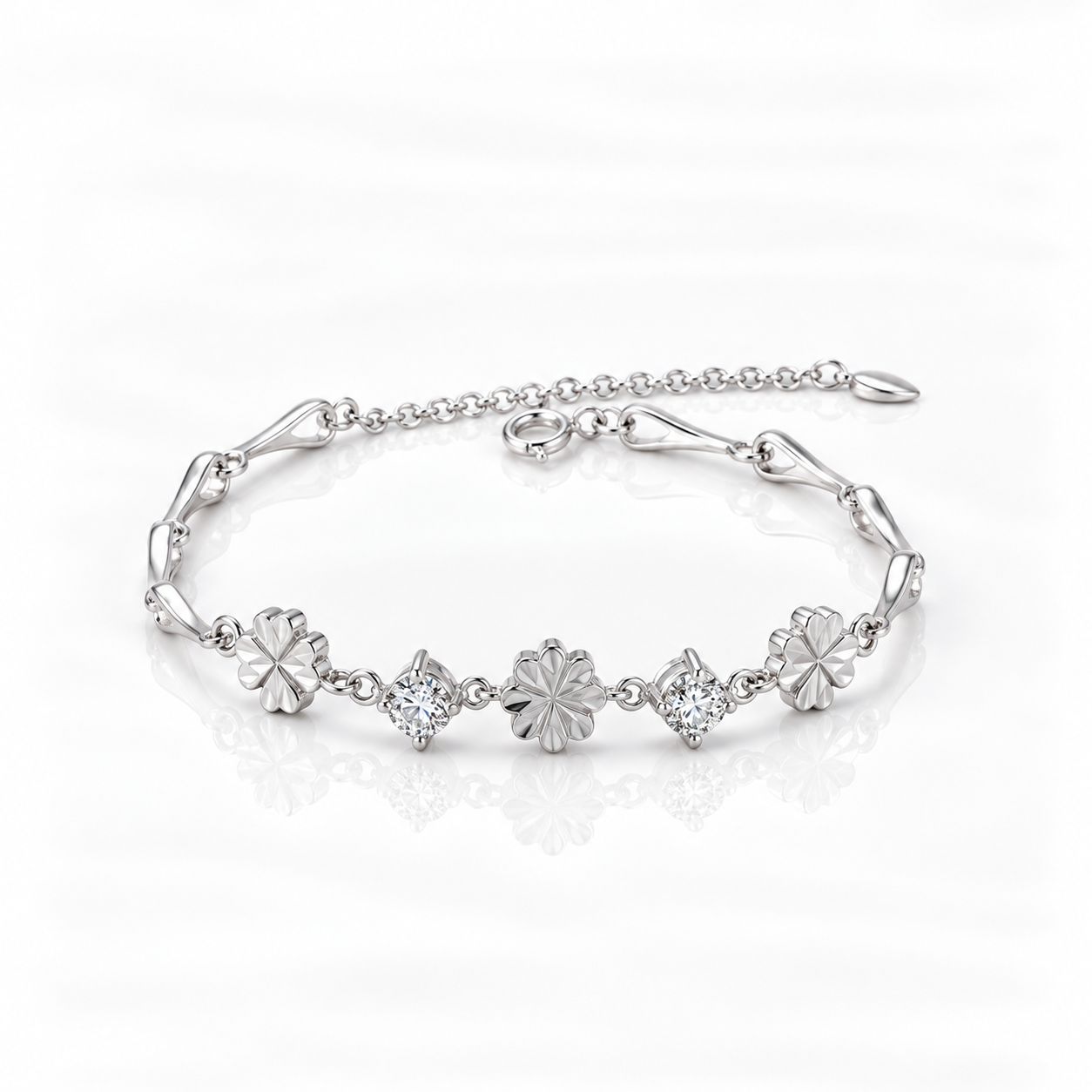 Diamond Option Four-leaf Clover Romantic Bracelet-Black Diamonds New York