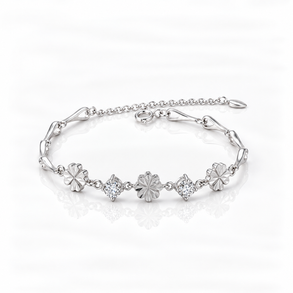 Diamond Option Four-leaf Clover Romantic Bracelet – Black Diamonds
