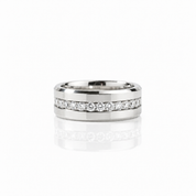 Diamond Option Inlay Beveled Edges Black 10k Gold Men's Wedding Band-Black Diamonds New York