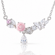 Diamond Option Necklace with Flower & Butterfly-Black Diamonds New York