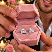 Diamond Option Princess Cut Shiny Earrings