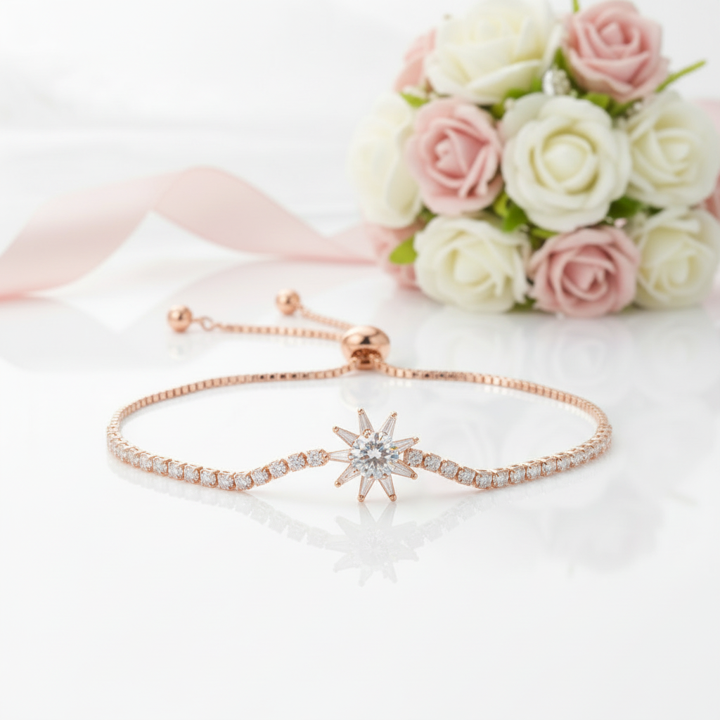 Diamond Option Sun-shaped Fashionable Simple Bracelet-Black Diamonds New York