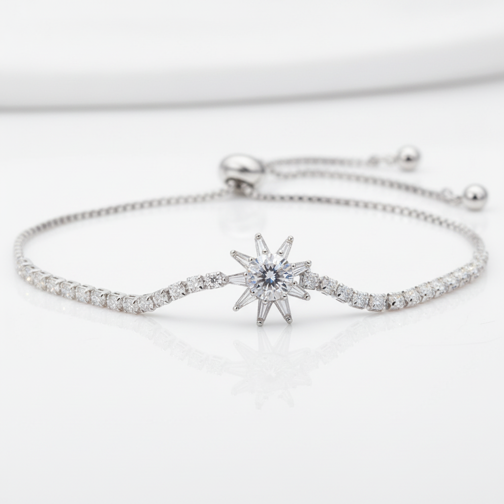 Diamond Option Sun-shaped Fashionable Simple Bracelet-Black Diamonds New York