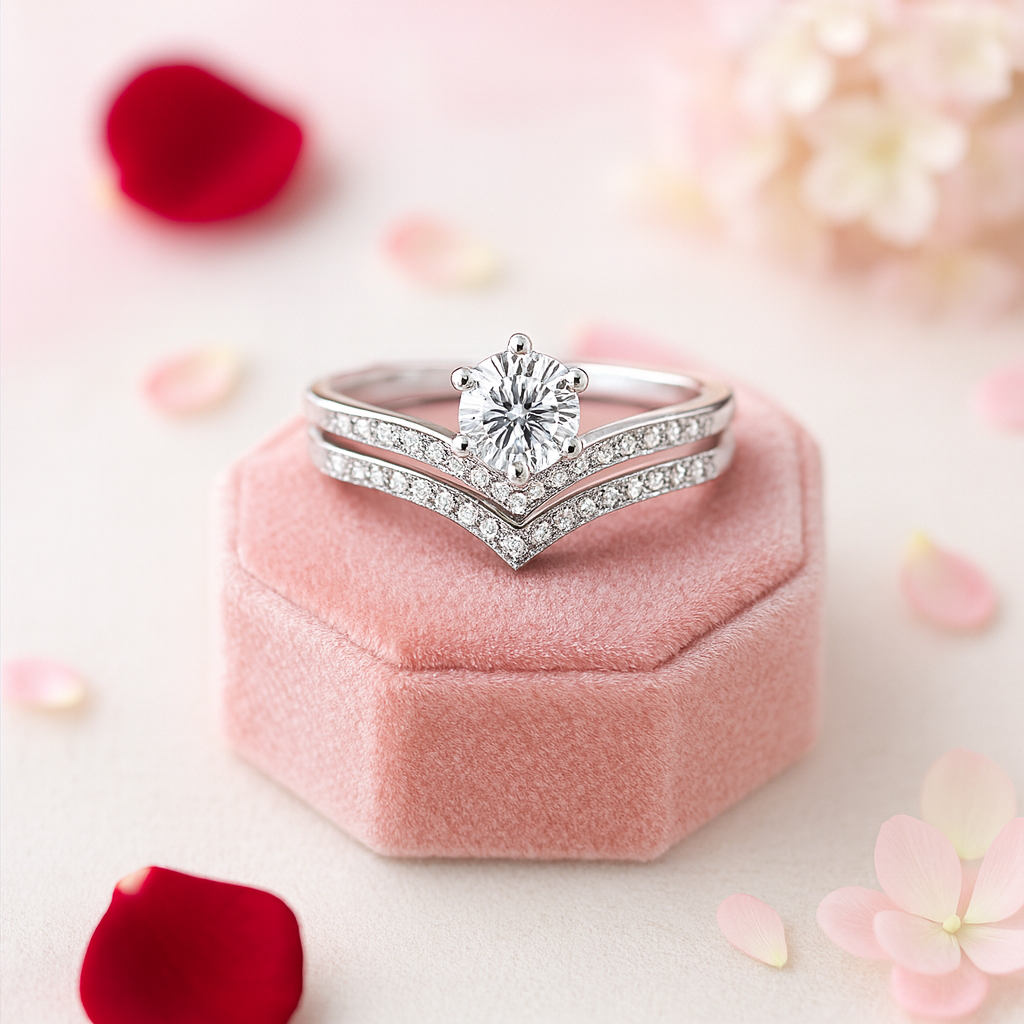 Diamond Wishbone Wedding Curved Half Eternity Ring Set-Black Diamonds New York