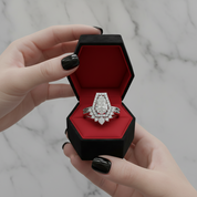 Faithfulness-1ct Black Pear Cut Diamond Option 14k White Gold Coffin Ring Set-Black Diamonds New York