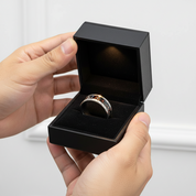 Dinosaur Bone Metal Slag Inlaid Hammered Edge Tungsten Carbide Ring-Black Diamonds New York