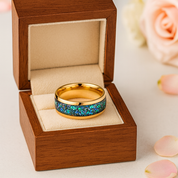 Dome Opal Galaxy Unisex Tungsten Wedding Band-Black Diamonds New York